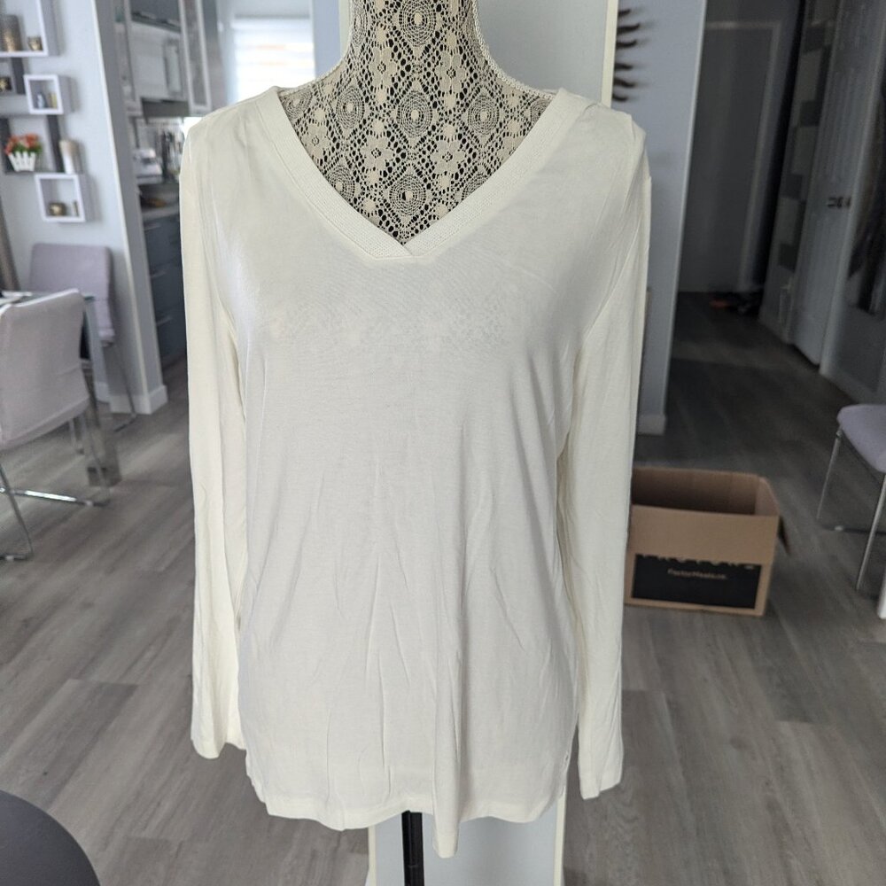 Sigrid Olsen basic white longue sleeve top